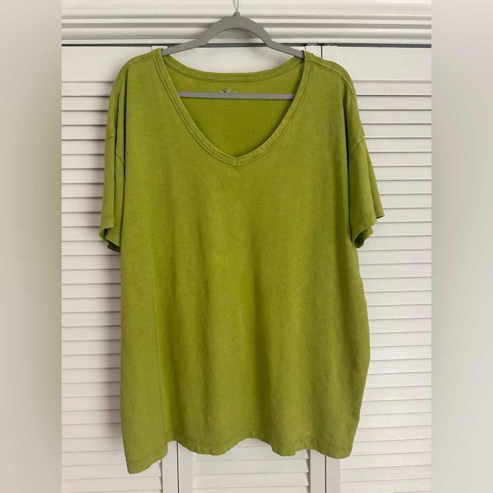 Aerie Lime Green V-Neck Oversized Tee